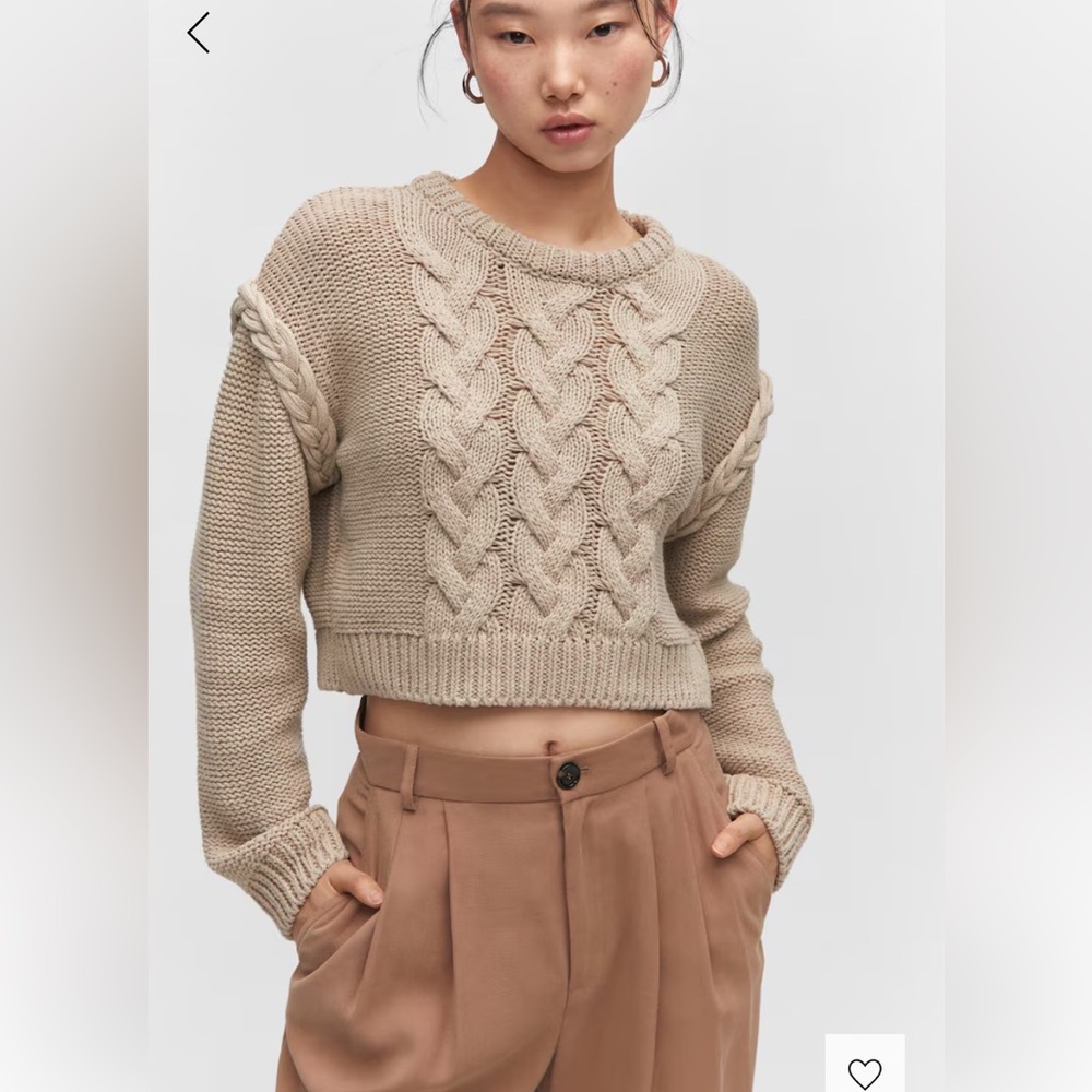 Mango knitted braided crop sweater